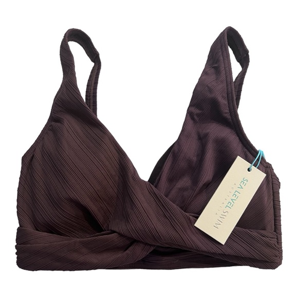 Sea Level Eco Essentials Cross Front Multifit Bra Top Espresso US 6 NWT - Picture 6 of 8